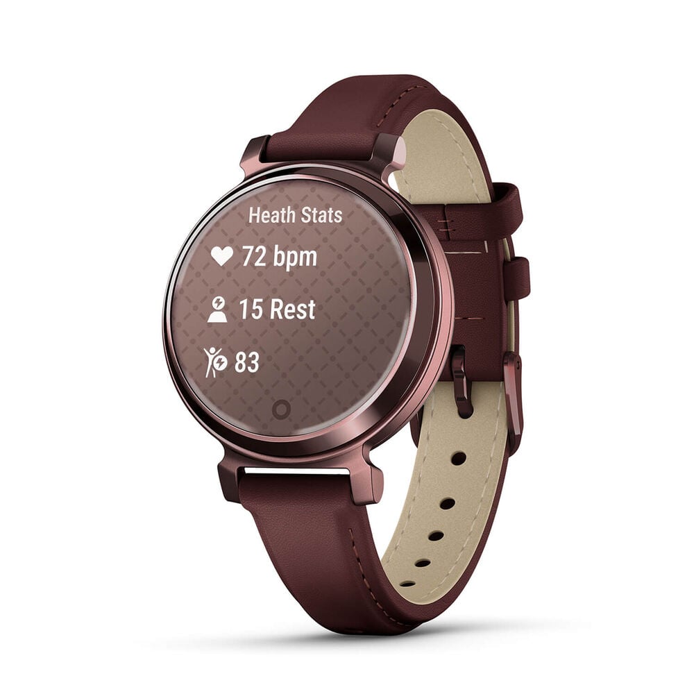 Garmin Lily® 2 Classic Dark Bronze Bezel Mulberry Leather Strap Watch image number 2