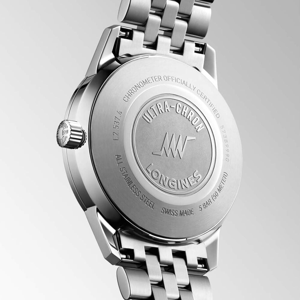 Longines Heritage Ultra-Chron Classic 37mm Silver Dial Steel Bracelet Watch image number 4