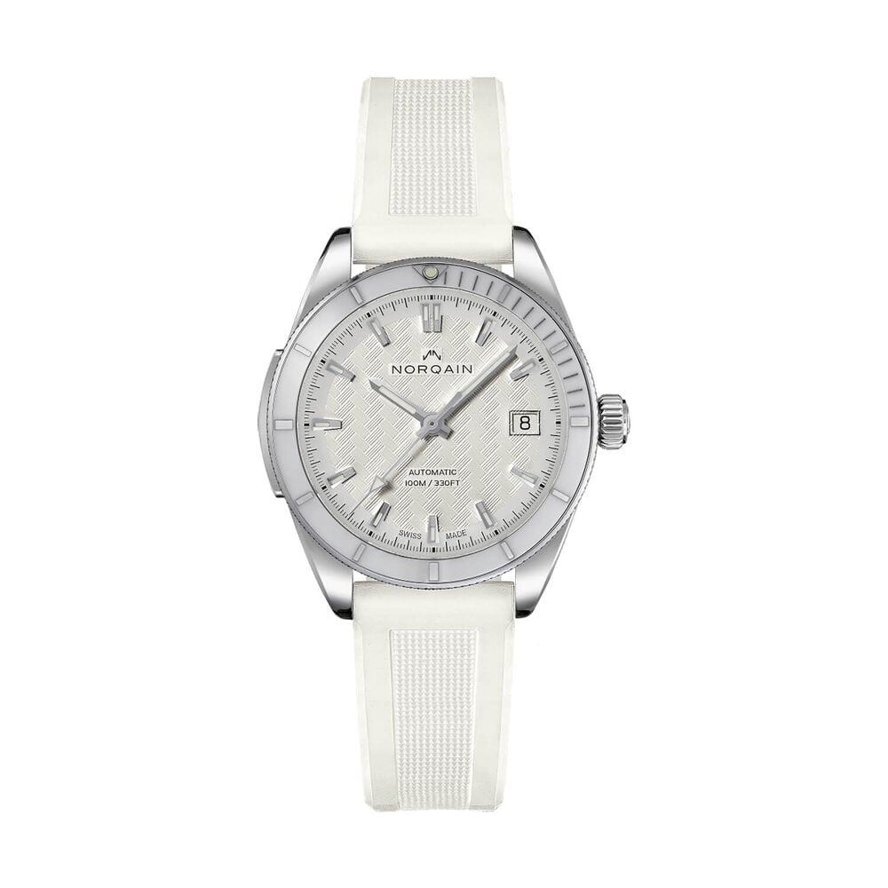 NORQAIN Adventure Sport Automatic 37mm White Pattern Dial White Rubber Strap Watch image number 0