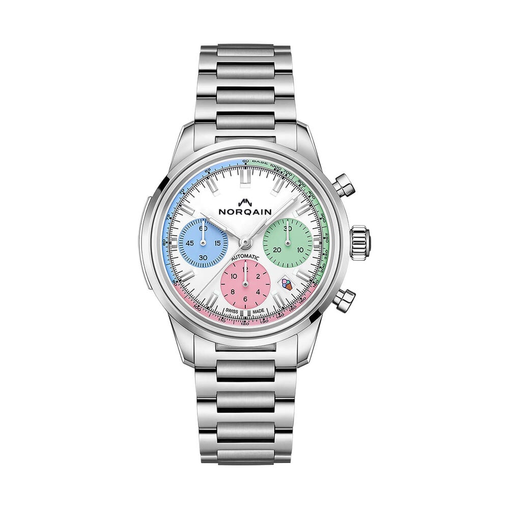 NORQAIN Freedom 60 Chronograph Enjoy Life Special Edition 40mm Dial Steel Bracelet Watch image number 0