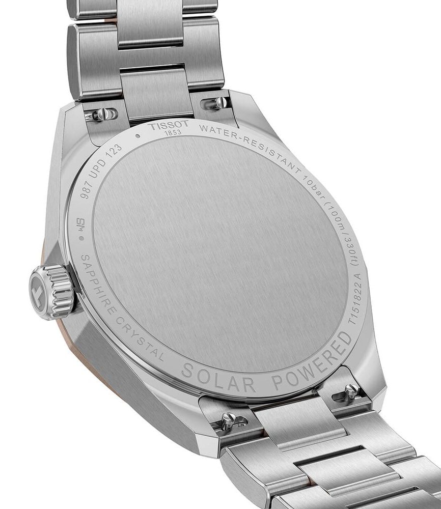 Tissot PRC 100 Solar 34mm Mother of Pearl Dial Rose Gold PVD Steel Bracelet Watch image number 2
