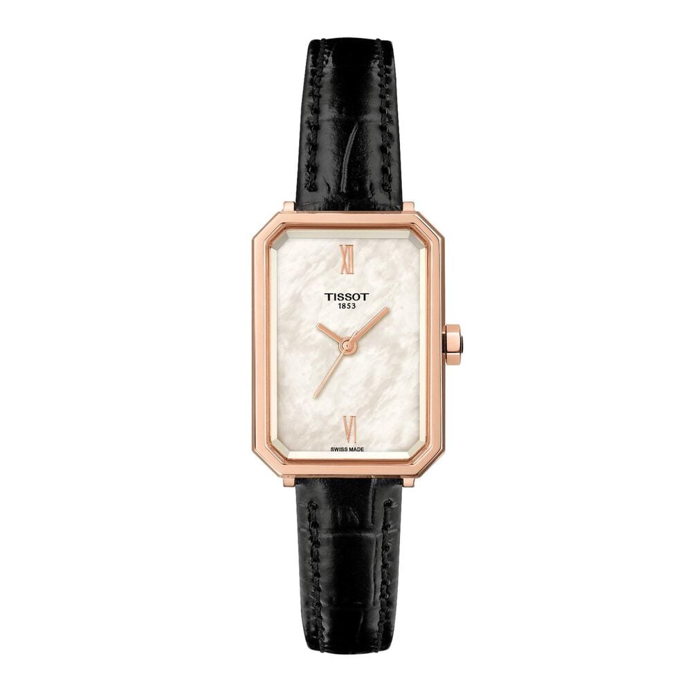 Tissot SRV 21.8mm Mother of Pearl Dial Black Leather Strap Watch image number 0