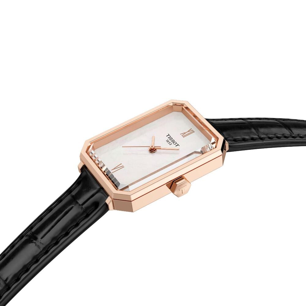 Tissot SRV 21.8mm Mother of Pearl Dial Black Leather Strap Watch image number 1