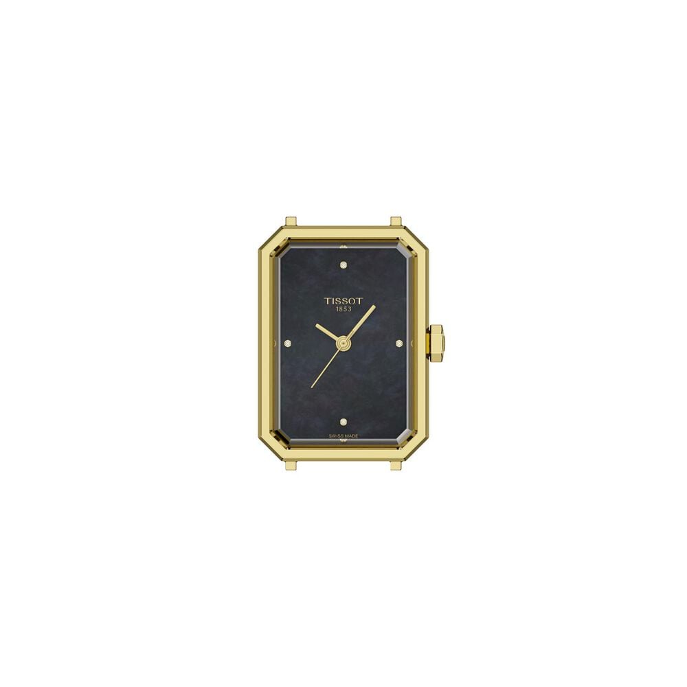 Tissot SRV 21.8mm Black Mother of Pearl Dial Diamond Dots Leather Strap Watch image number 2